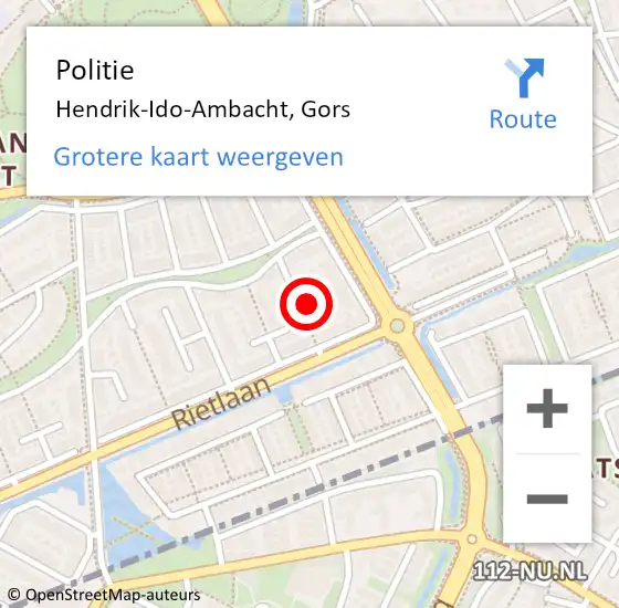 Locatie op kaart van de 112 melding: Politie Hendrik-Ido-Ambacht, Gors op 12 augustus 2023 14:17