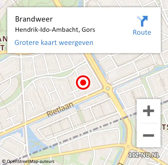 Locatie op kaart van de 112 melding: Brandweer Hendrik-Ido-Ambacht, Gors op 12 augustus 2023 14:17