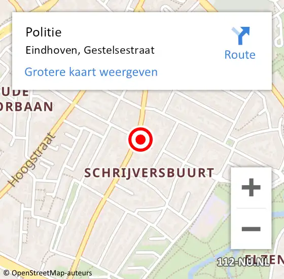 Locatie op kaart van de 112 melding: Politie Eindhoven, Gestelsestraat op 12 augustus 2023 15:06