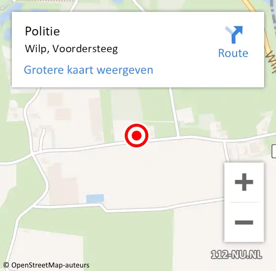 Locatie op kaart van de 112 melding: Politie Wilp, Voordersteeg op 12 augustus 2023 15:09