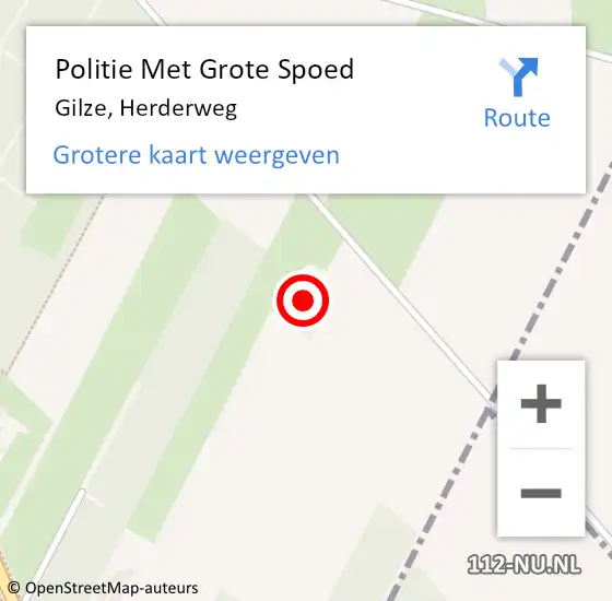 Locatie op kaart van de 112 melding: Politie Met Grote Spoed Naar Gilze, Herderweg op 12 augustus 2023 15:12