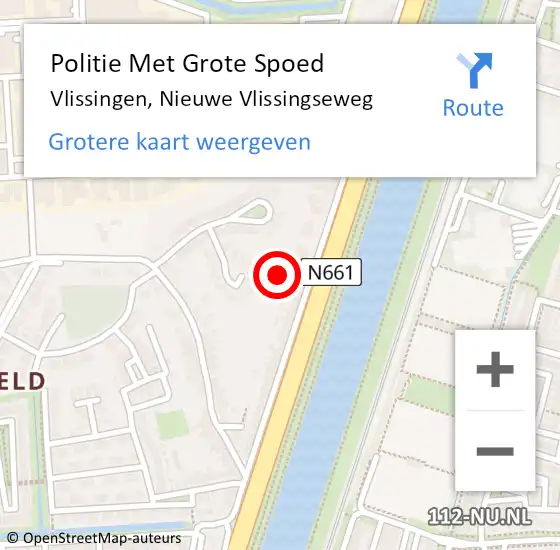 Locatie op kaart van de 112 melding: Politie Met Grote Spoed Naar Vlissingen, Nieuwe Vlissingseweg op 12 augustus 2023 15:17