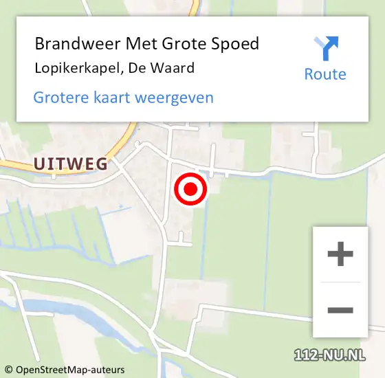 Locatie op kaart van de 112 melding: Brandweer Met Grote Spoed Naar Lopikerkapel, De Waard op 12 augustus 2023 15:20