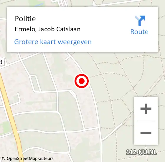 Locatie op kaart van de 112 melding: Politie Ermelo, Jacob Catslaan op 12 augustus 2023 15:52