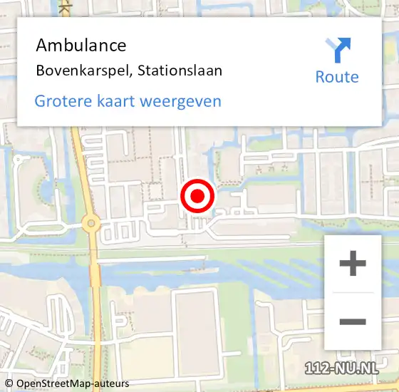 Locatie op kaart van de 112 melding: Ambulance Bovenkarspel, Stationslaan op 12 augustus 2023 15:59