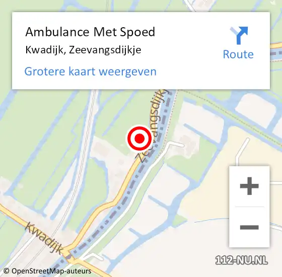 Locatie op kaart van de 112 melding: Ambulance Met Spoed Naar Kwadijk, Zeevangsdijkje op 12 augustus 2023 16:02