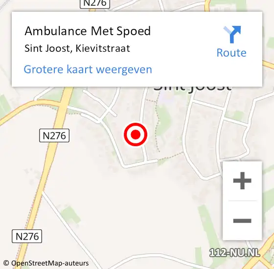 Locatie op kaart van de 112 melding: Ambulance Met Spoed Naar Sint Joost, Kievitstraat op 12 augustus 2023 16:07