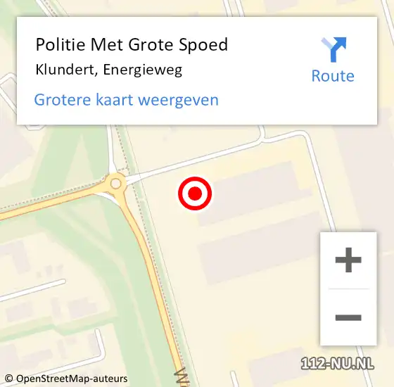 Locatie op kaart van de 112 melding: Politie Met Grote Spoed Naar Klundert, Energieweg op 12 augustus 2023 16:12