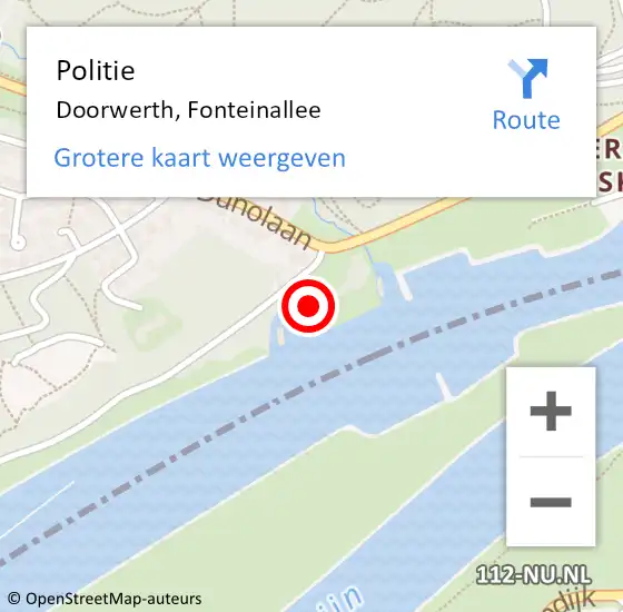 Locatie op kaart van de 112 melding: Politie Doorwerth, Fonteinallee op 12 augustus 2023 16:32