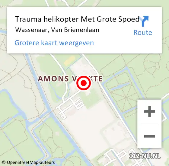 Locatie op kaart van de 112 melding: Trauma helikopter Met Grote Spoed Naar Wassenaar, Van Brienenlaan op 12 augustus 2023 16:33