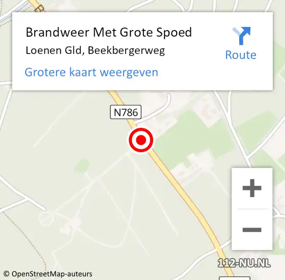 Locatie op kaart van de 112 melding: Brandweer Met Grote Spoed Naar Loenen Gld, Beekbergerweg op 4 september 2014 15:42