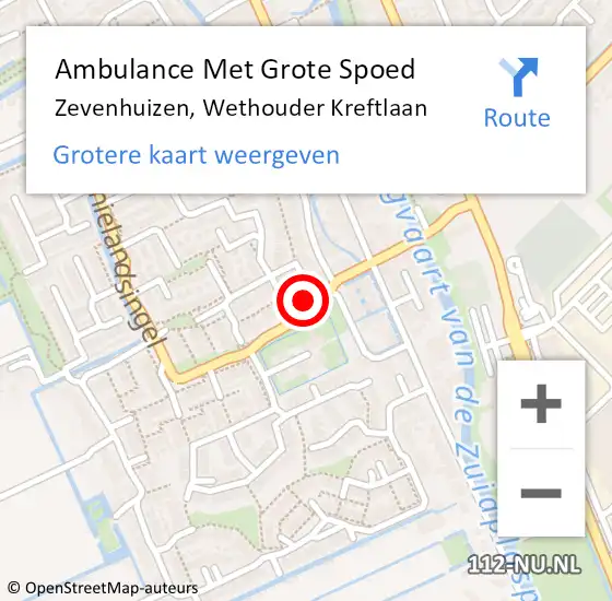 Locatie op kaart van de 112 melding: Ambulance Met Grote Spoed Naar Zevenhuizen, Wethouder Kreftlaan op 12 augustus 2023 16:41