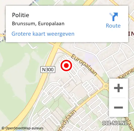 Locatie op kaart van de 112 melding: Politie Brunssum, Europalaan op 12 augustus 2023 16:49