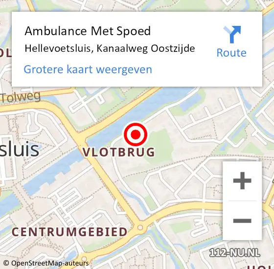 Locatie op kaart van de 112 melding: Ambulance Met Spoed Naar Hellevoetsluis, Kanaalweg Oostzijde op 12 augustus 2023 17:22