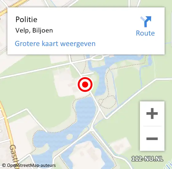 Locatie op kaart van de 112 melding: Politie Velp, Biljoen op 12 augustus 2023 17:49