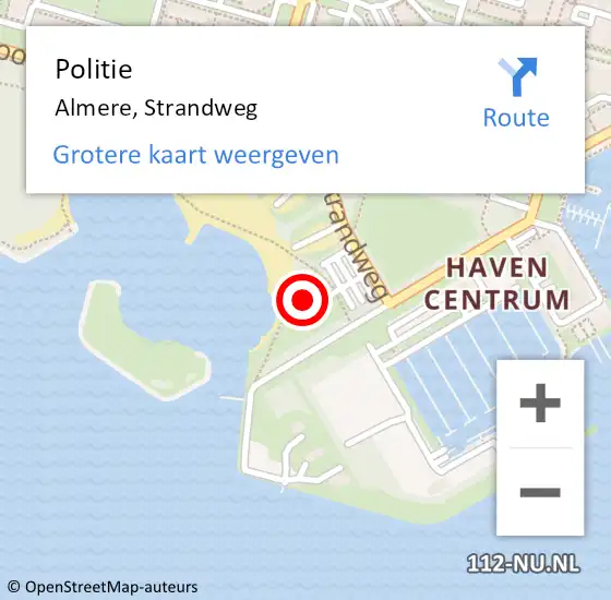 Locatie op kaart van de 112 melding: Politie Almere, Strandweg op 12 augustus 2023 18:27