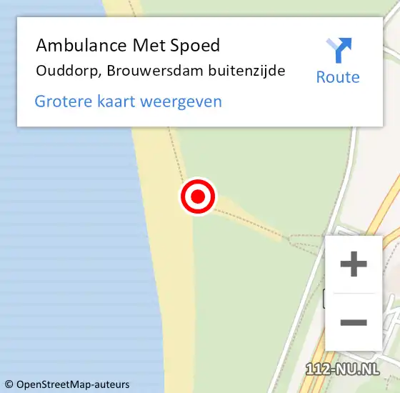 Locatie op kaart van de 112 melding: Ambulance Met Spoed Naar Ouddorp, Brouwersdam buitenzijde op 12 augustus 2023 18:31