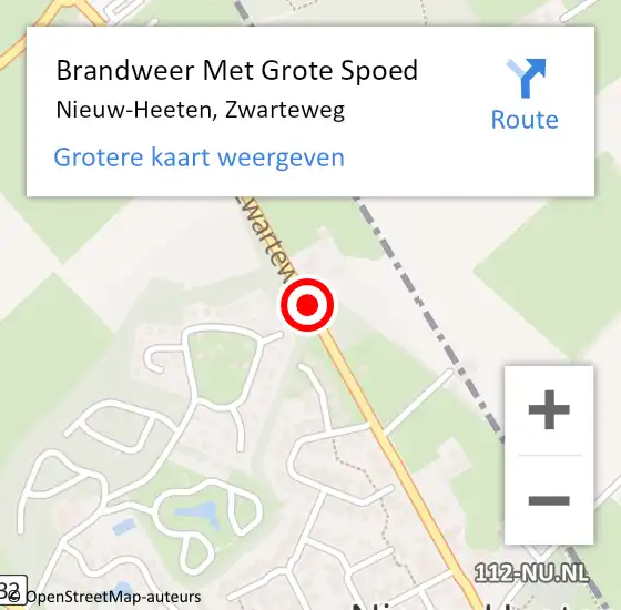 Locatie op kaart van de 112 melding: Brandweer Met Grote Spoed Naar Nieuw-Heeten, Zwarteweg op 4 september 2014 15:46