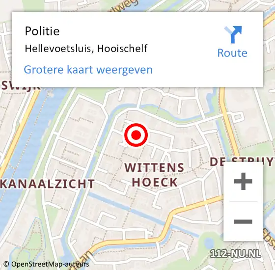 Locatie op kaart van de 112 melding: Politie Hellevoetsluis, Hooischelf op 12 augustus 2023 19:04