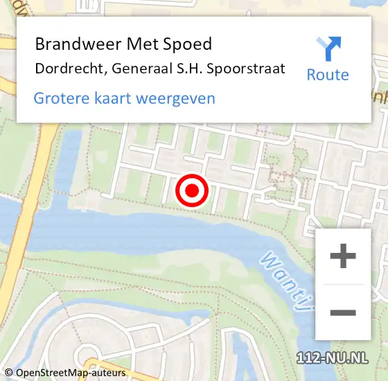Locatie op kaart van de 112 melding: Brandweer Met Spoed Naar Dordrecht, Generaal S.H. Spoorstraat op 12 augustus 2023 19:07