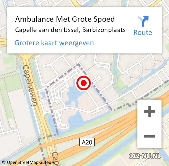 Locatie op kaart van de 112 melding: Ambulance Met Grote Spoed Naar Capelle aan den IJssel, Barbizonplaats op 12 augustus 2023 19:12