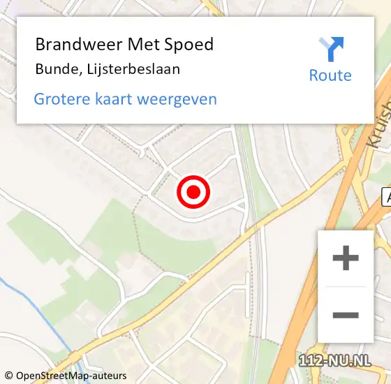 Locatie op kaart van de 112 melding: Brandweer Met Spoed Naar Bunde, Lijsterbeslaan op 12 augustus 2023 19:52