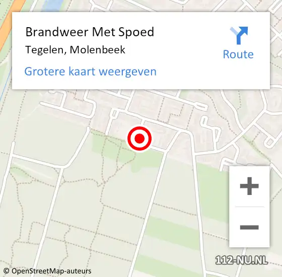 Locatie op kaart van de 112 melding: Brandweer Met Spoed Naar Tegelen, Molenbeek op 12 augustus 2023 20:13