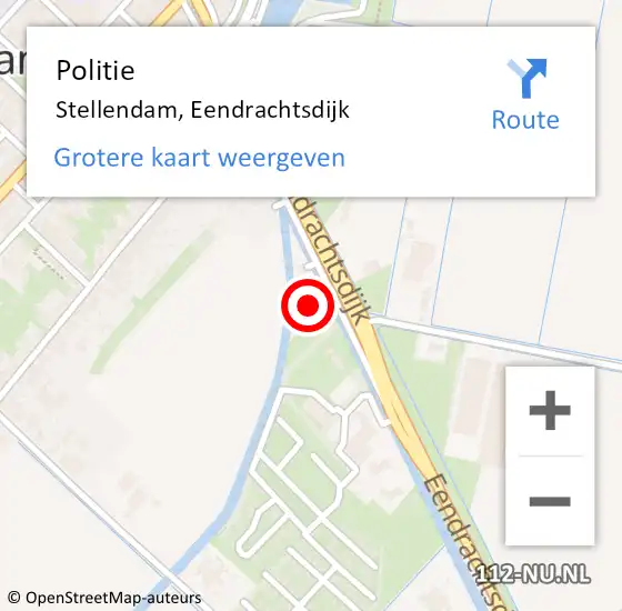 Locatie op kaart van de 112 melding: Politie Stellendam, Eendrachtsdijk op 12 augustus 2023 20:13