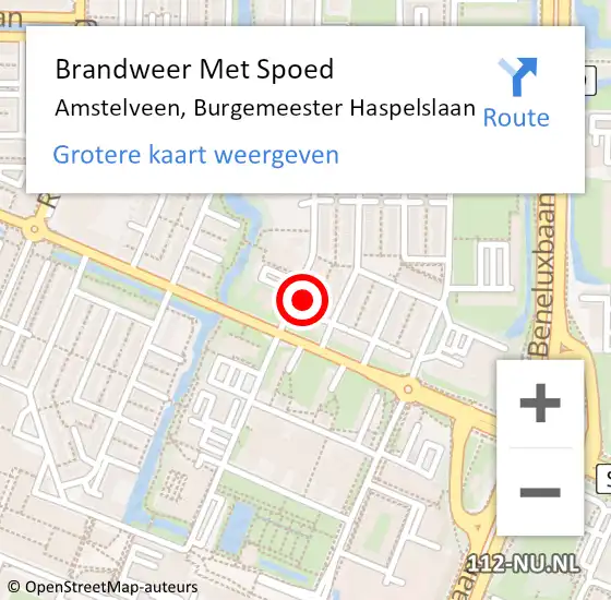 Locatie op kaart van de 112 melding: Brandweer Met Spoed Naar Amstelveen, Burgemeester Haspelslaan op 12 augustus 2023 20:15