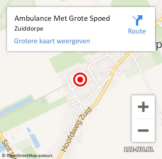 Locatie op kaart van de 112 melding: Ambulance Met Grote Spoed Naar Zuiddorpe op 12 augustus 2023 20:17