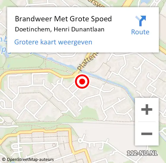 Locatie op kaart van de 112 melding: Brandweer Met Grote Spoed Naar Doetinchem, Henri Dunantlaan op 12 augustus 2023 20:23