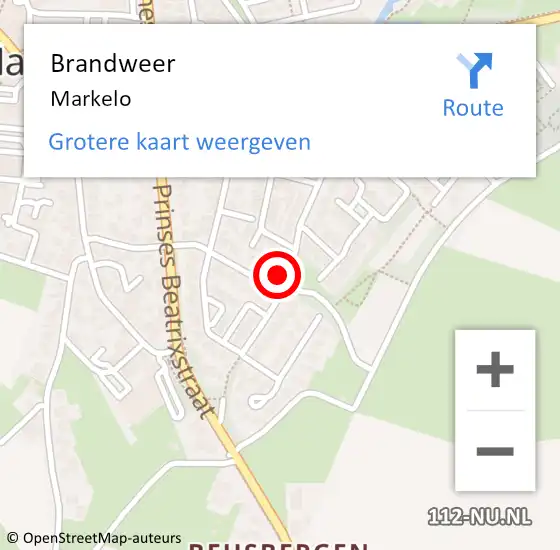 Locatie op kaart van de 112 melding: Brandweer Markelo op 12 augustus 2023 21:01