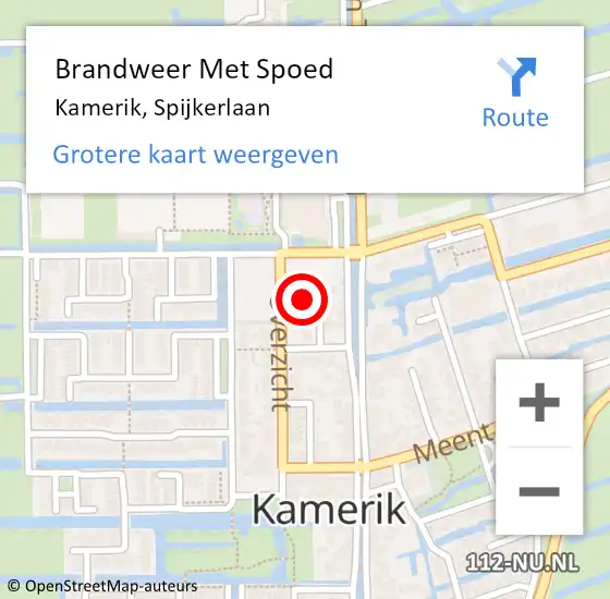 Locatie op kaart van de 112 melding: Brandweer Met Spoed Naar Kamerik, Spijkerlaan op 12 augustus 2023 21:01