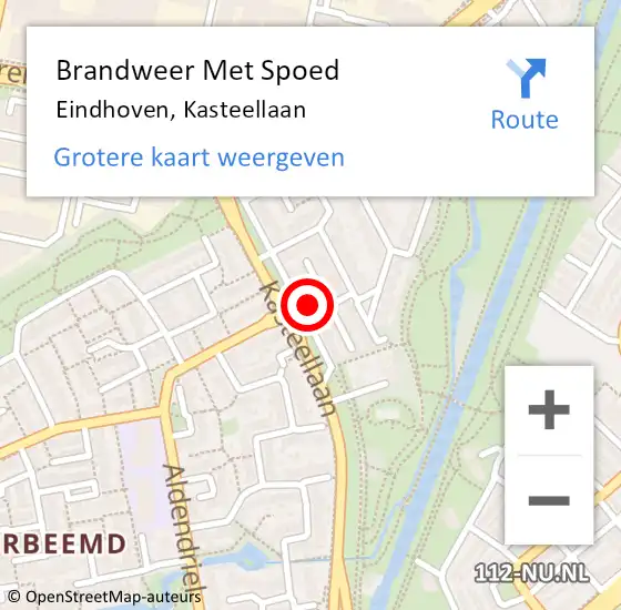 Locatie op kaart van de 112 melding: Brandweer Met Spoed Naar Eindhoven, Kasteellaan op 12 augustus 2023 21:10