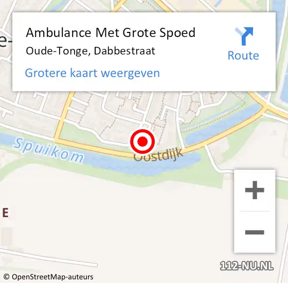 Locatie op kaart van de 112 melding: Ambulance Met Grote Spoed Naar Oude-Tonge, Dabbestraat op 12 augustus 2023 21:46
