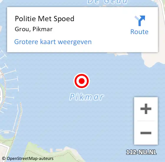 Locatie op kaart van de 112 melding: Politie Met Spoed Naar Grou, Pikmar op 12 augustus 2023 21:46