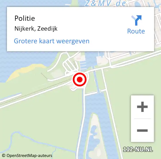 Locatie op kaart van de 112 melding: Politie Nijkerk, Zeedijk op 12 augustus 2023 22:07