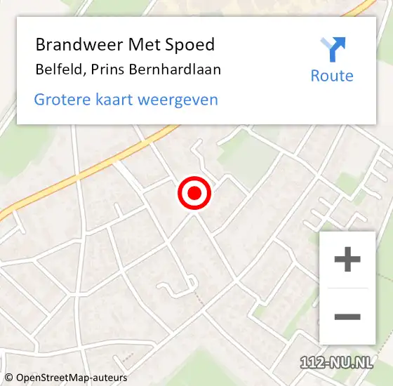 Locatie op kaart van de 112 melding: Brandweer Met Spoed Naar Belfeld, Prins Bernhardlaan op 12 augustus 2023 22:15
