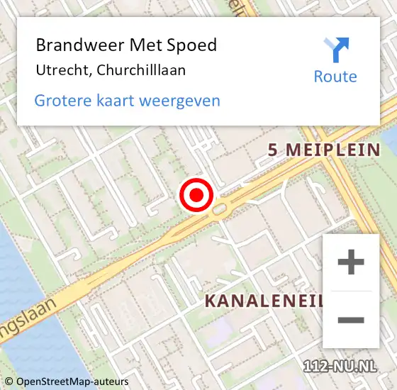 Locatie op kaart van de 112 melding: Brandweer Met Spoed Naar Utrecht, Churchilllaan op 12 augustus 2023 22:24