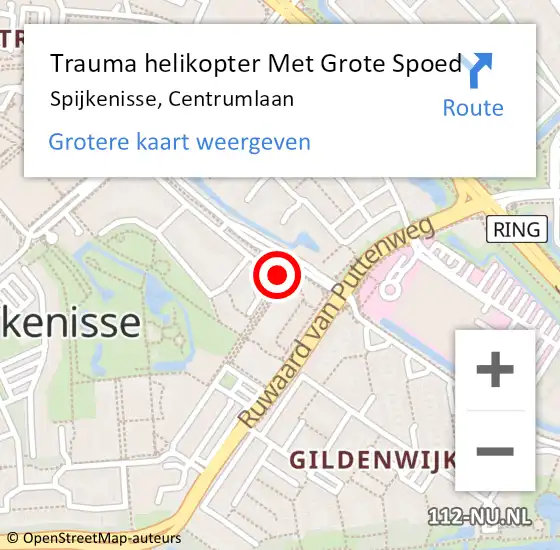 Locatie op kaart van de 112 melding: Trauma helikopter Met Grote Spoed Naar Spijkenisse, Centrumlaan op 12 augustus 2023 22:52