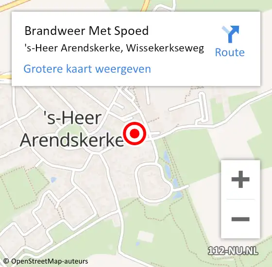 Locatie op kaart van de 112 melding: Brandweer Met Spoed Naar 's-Heer Arendskerke, Wissekerkseweg op 12 augustus 2023 23:12