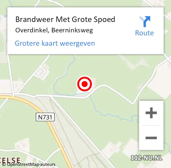 Locatie op kaart van de 112 melding: Brandweer Met Grote Spoed Naar Overdinkel, Beerninksweg op 12 augustus 2023 23:13