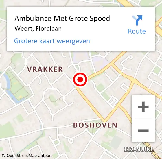 Locatie op kaart van de 112 melding: Ambulance Met Grote Spoed Naar Weert, Floralaan op 12 augustus 2023 23:21