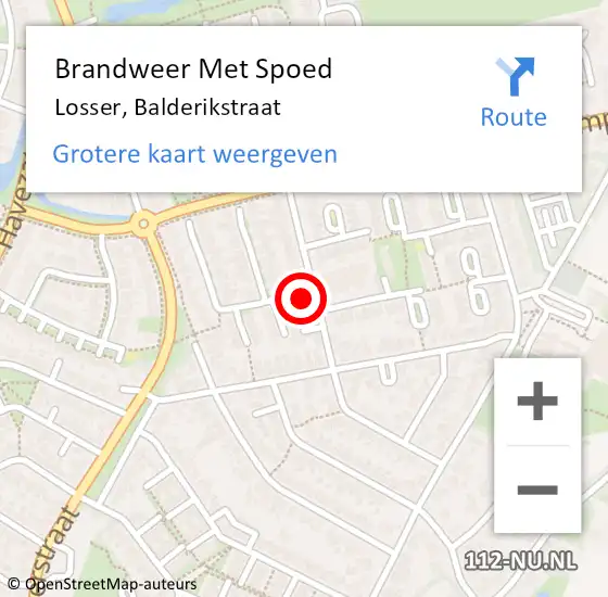 Locatie op kaart van de 112 melding: Brandweer Met Spoed Naar Losser, Balderikstraat op 12 augustus 2023 23:42