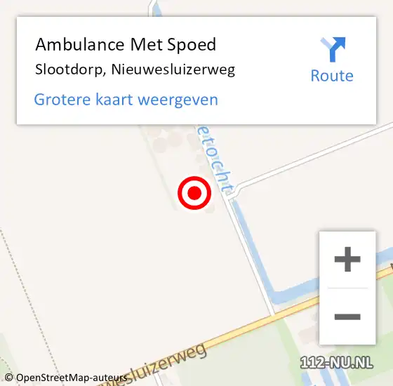 Locatie op kaart van de 112 melding: Ambulance Met Spoed Naar Slootdorp, Nieuwesluizerweg op 12 augustus 2023 23:46