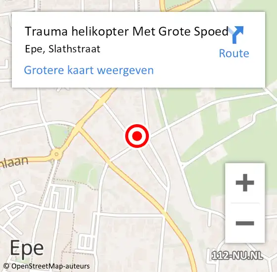 Locatie op kaart van de 112 melding: Trauma helikopter Met Grote Spoed Naar Epe, Slathstraat op 13 augustus 2023 00:03