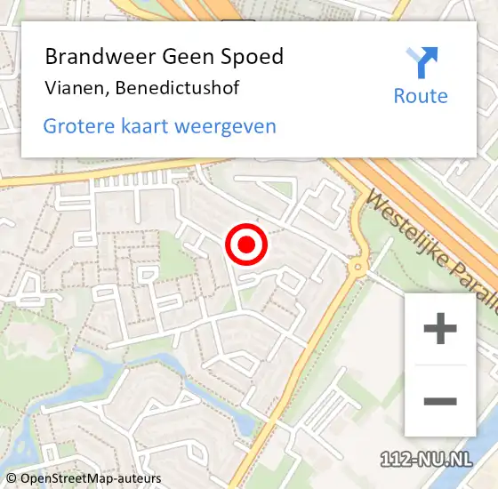 Locatie op kaart van de 112 melding: Brandweer Geen Spoed Naar Vianen, Benedictushof op 13 augustus 2023 00:06