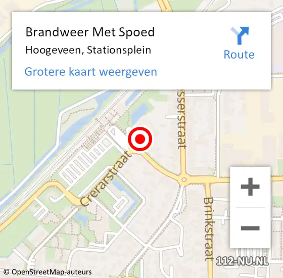 Locatie op kaart van de 112 melding: Brandweer Met Spoed Naar Hoogeveen, Stationsplein op 13 augustus 2023 01:29