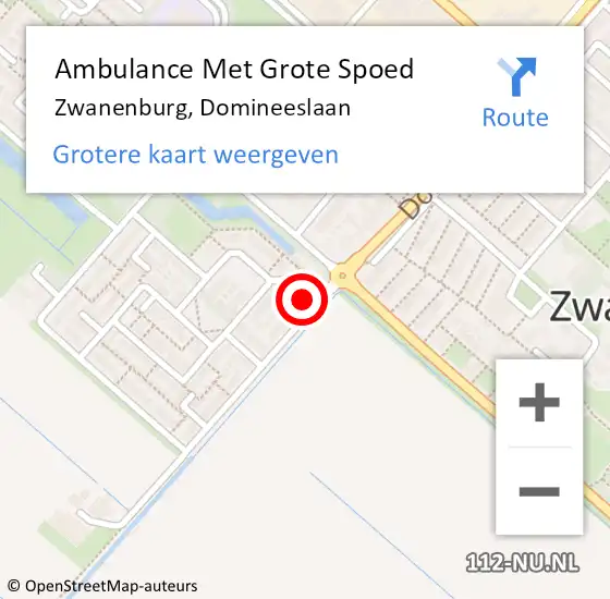 Locatie op kaart van de 112 melding: Ambulance Met Grote Spoed Naar Zwanenburg, Domineeslaan op 13 augustus 2023 01:31