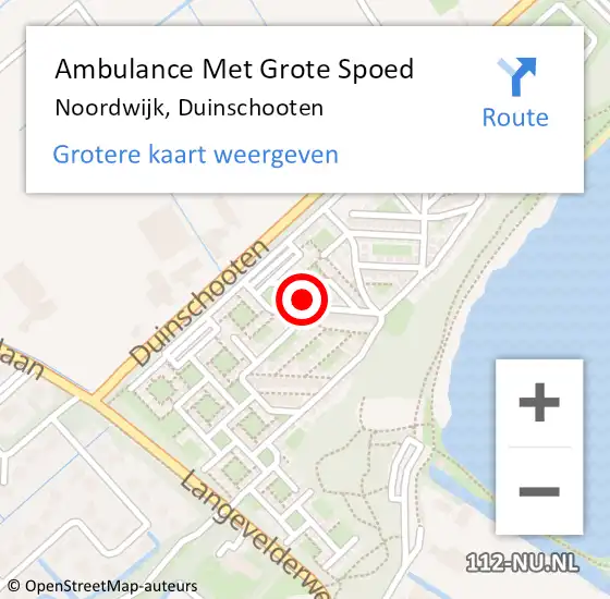 Locatie op kaart van de 112 melding: Ambulance Met Grote Spoed Naar Noordwijk, Duinschooten op 13 augustus 2023 01:59